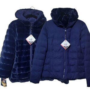 Be Boundless Reversible Faux Fur Puffer Coat Jacket Womens Size XL New